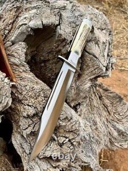 Custom Handmade D2-tool Steel Hunting Bowie Knife With Stag Horn Handle Covers