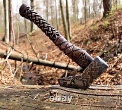 Custom Handmade Damascus Steel Axe Tomahawk Hatchet WithSheath 14 Inch 256Layers