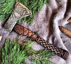 Custom Handmade Damascus Steel Axe Tomahawk Hatchet WithSheath 14 Inch 256Layers