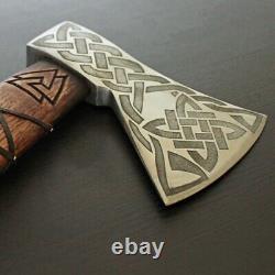 Custom Handmade Damascus Steel Axe Tomahawk Hatchet WithSheath 14 Inch 256Layers