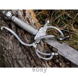 Custom Handmade Damascus Steel Blade Rapier Sword Medieval Sword Hunting Sword