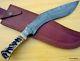 Custom Handmade Damascus Steel Kukri Knife Machete with leather sheath