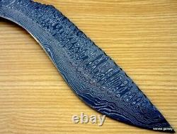 Custom Handmade Damascus Steel Kukri Knife Machete with leather sheath