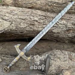 Custom Handmade Damascus Steel Templer Knight Sword, Handmade Sword