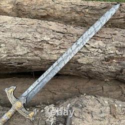 Custom Handmade Damascus Steel Templer Knight Sword, Handmade Sword