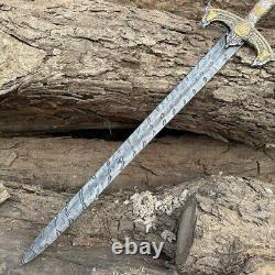 Custom Handmade Damascus Steel Templer Knight Sword, Handmade Sword