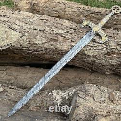 Custom Handmade Damascus Steel Templer Knight Sword, Handmade Sword