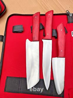 Custom Handmade Forged Stainless Steel Chef Knife Set 6 Pc Kitchen With Cover