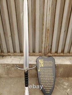 Custom Handmade Forged Steel John Snow Sword, Replica With Wall Plaque