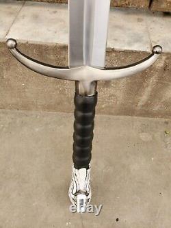 Custom Handmade Forged Steel John Snow Sword, Replica With Wall Plaque