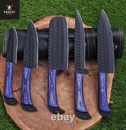 Custom Handmade HAND FORGED 5 PCS STAINLESS STEEL CHEF KNIFE Set Kitchen Knives