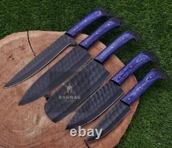 Custom Handmade HAND FORGED 5 PCS STAINLESS STEEL CHEF KNIFE Set Kitchen Knives
