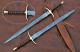 Custom Handmade HAND FORGED Damascus Steel Viking SWORD with Rose Wood Handle