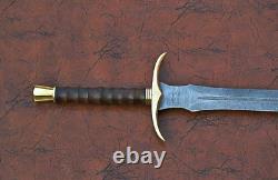 Custom Handmade HAND FORGED Damascus Steel Viking SWORD with Rose Wood Handle