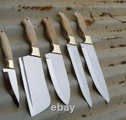 Custom Handmade HAND FORGED STAINLESS STEEL CHEF KNIFE Set Kitchen Knives Set