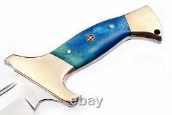 Custom Handmade J2 Steel Camping Hunting Outdoor Knife with Leather Sheath