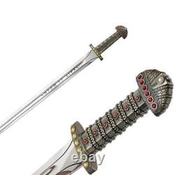 Custom Handmade Stainless Steel Blade KING RAGNAR LOTHBROK Viking Sword Hunting