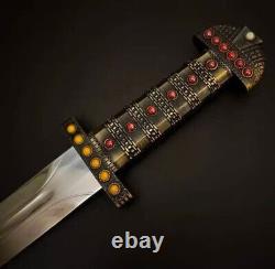 Custom Handmade Stainless Steel Blade King Ragnar Sword Hunting Sword Camping