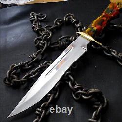 Custom Handmade Stainless Steel Bowie With Resin Handle With Brass Guard 04