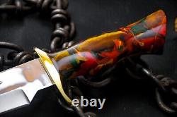 Custom Handmade Stainless Steel Bowie With Resin Handle With Brass Guard 04
