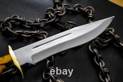 Custom Handmade Stainless Steel Bowie With Resin Handle With Brass Guard 04