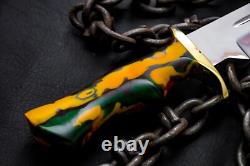 Custom Handmade Stainless Steel Bowie With Resin Handle With Brass Guard 04