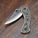 Custom Handmade Stainless Steel Folding Pocket Knife Full Engraved With Sheath