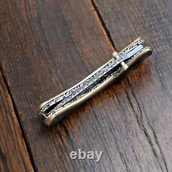 Custom Handmade Stainless Steel Folding Pocket Knife Full Engraved With Sheath