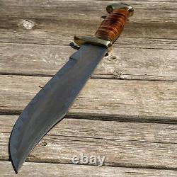 Custom Handmade Stainless Steel Hunting Bowie Knife With Leather Sheath