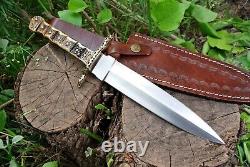 Custom Handmade Stainless Steel Hunting Bowie Knife w / Sheath Camping Knife