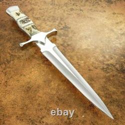 Custom Handmade Stainless Steel Hunting Dagger knife with Sheath Toothpicknife