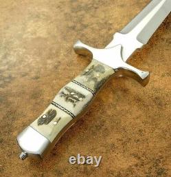 Custom Handmade Stainless Steel Hunting Dagger knife with Sheath Toothpicknife