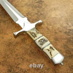 Custom Handmade Stainless Steel Hunting Dagger knife with Sheath Toothpicknife