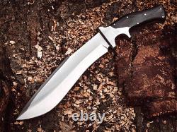 Custom Handmade Stainless Steel Hunting/Kukri Knife Rose Wood & Steel Handle