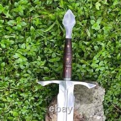 Custom Handmade Stainless Steel Hunting Sword Battle Ready Sword With Leather