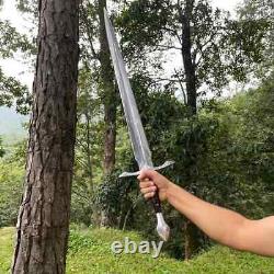 Custom Handmade Stainless Steel Hunting Sword Battle Ready Sword With Leather