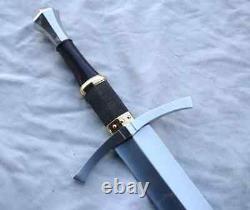 Custom Handmade Stainless Steel Hunting Sword With Leather Sheath