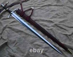 Custom Handmade Stainless Steel Hunting Sword With Leather Sheath