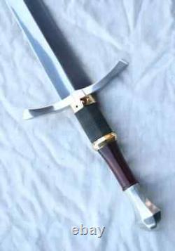 Custom Handmade Stainless Steel Hunting Sword With Leather Sheath