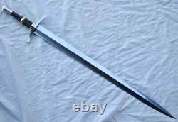 Custom Handmade Stainless Steel Hunting Sword With Leather Sheath