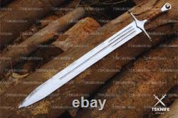 Custom Handmade Stainless Steel King Arthur Full Tang Sword with Leather Sheath