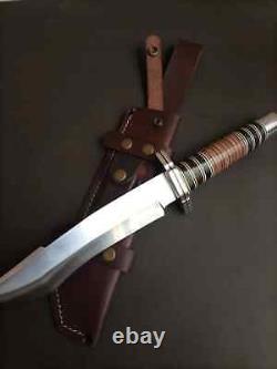 Custom Handmade Stainless Steel Short Sword with Leather Sheath