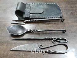 Custom Handmade Stainless Steel Viking Medival Antique Cutlery Set With Sheath