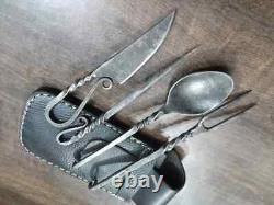 Custom Handmade Stainless Steel Viking Medival Antique Cutlery Set With Sheath