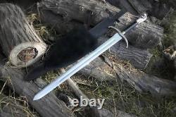Custom Handmade Stainless Steel Viking Sword With Leather Sheath For Xmas Gifts