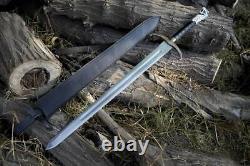 Custom Handmade Stainless Steel Viking Sword With Leather Sheath For Xmas Gifts