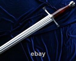 Custom Handmade Steel Hunting Sword With Leather Sheath