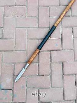 Custom Handmade Viking Stainless Steel Spear, Throwing Viking Spear with leather