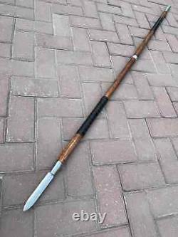 Custom Handmade Viking Stainless Steel Spear, Throwing Viking Spear with leather