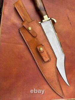 Custom Handmade stainless Steel Hunting Bowie Knife with Leather Sheath